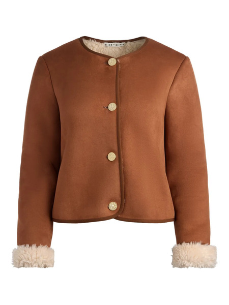  Alice + Olivia Alma Suede Jacket - Brown 