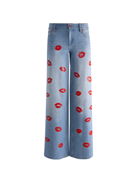  Alice + Olivia Amazing Lips-print Baggy Jeans - Blue 