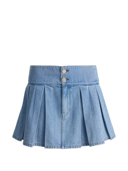  Alice + Olivia Amy Pleated Denim Mini Skirt - Blue 