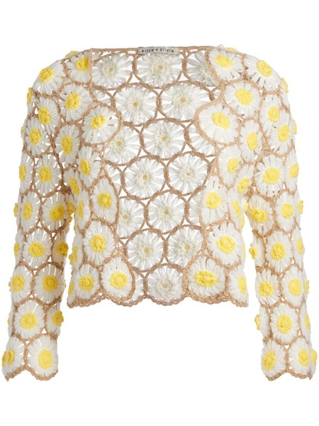  Alice + Olivia Anderson Daisy Crochet Cardigan - Neutrals 