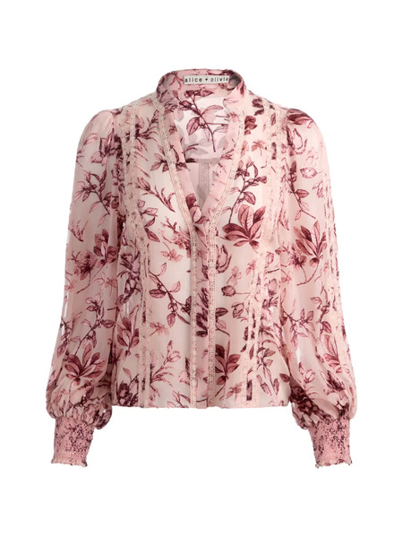 Alice + Olivia Arlette Floral Blouse - Pink 