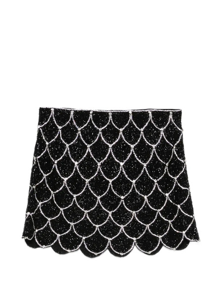  Alice + Olivia Beaded Scalloped Mini Skirt - Black 