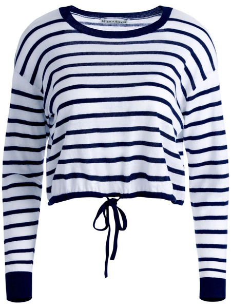  Alice + Olivia Bernetta Striped Top - White 