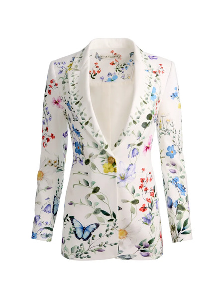  Alice + Olivia Breann Printed Blazer - White 