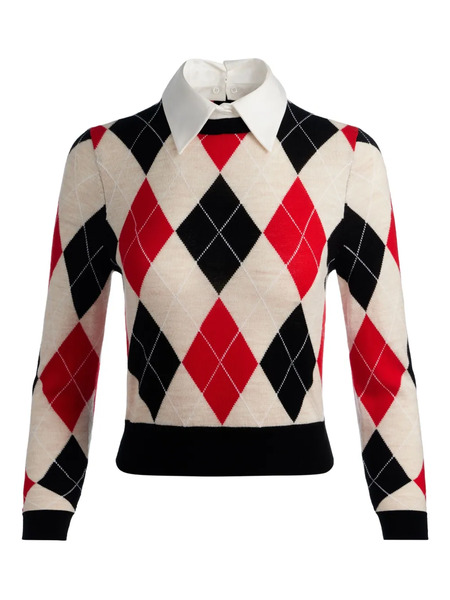  Alice + Olivia Carolann Argyle-pattern Sweater - Neutrals 