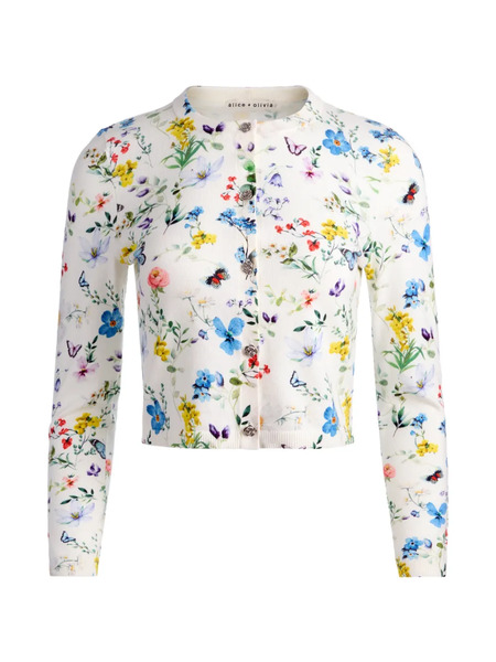  Alice + Olivia Carson Printed Cardigan - White 