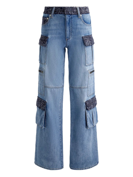  Alice + Olivia Cay Tweed-panel Cargo Jeans - Blue 