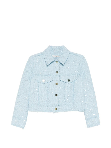  Alice + Olivia Chloe Sequin-detail Cropped Tweed Jacket - Blue 