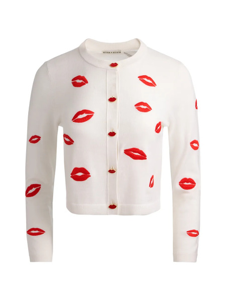  Alice + Olivia Daroda Lips-print Cardigan - Neutrals 