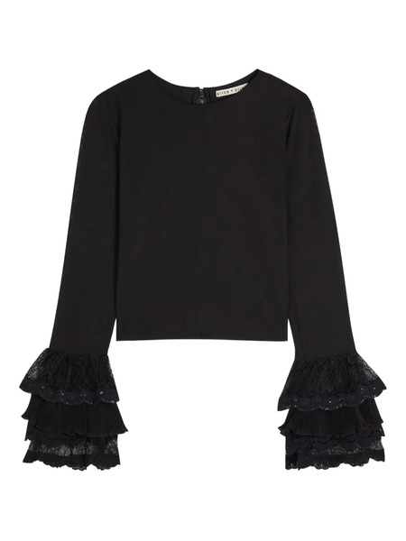  Alice + Olivia Delaina Ruffled Lace Blouse - Black 