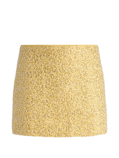  Alice + Olivia Ecenia Sequin-embellished Tweed Mini Skirt - Yellow 