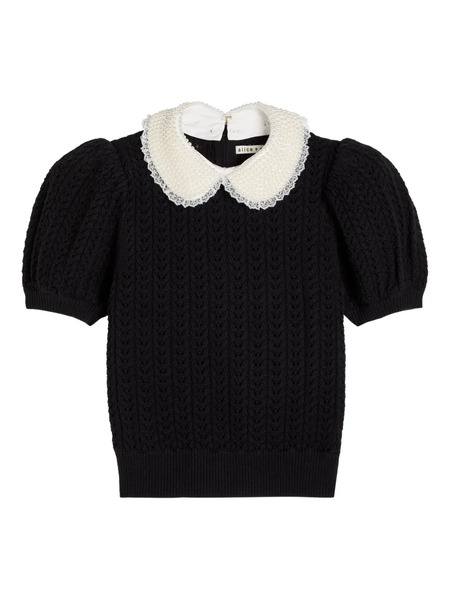  Alice + Olivia Embellished Puff-sleeve Blouse - Black 