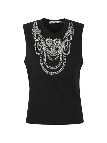  Alice + Olivia Embellished Sleeveless Top - Black 