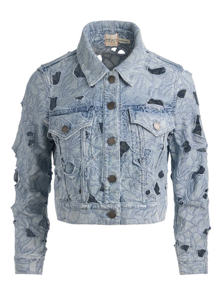 Alice + Olivia Embroidered Eyelet Jacket - Blue 