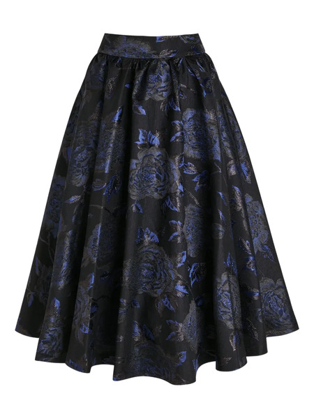  Alice + Olivia Floral-pattern Midi Skirt - Black 