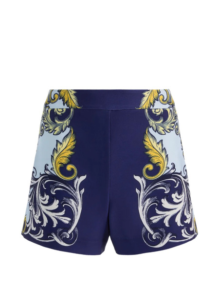  Alice + Olivia Hera Print Zip Shorts - Blue 