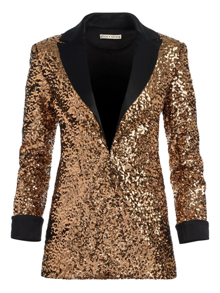  Alice + Olivia Justin Sequin Roll-cuff Blazer - Gold 