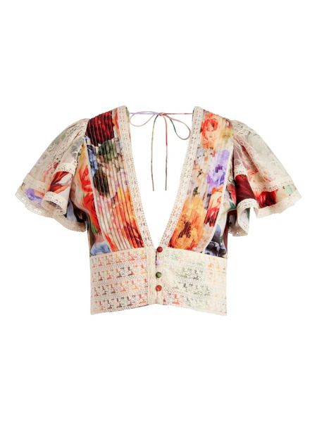  Alice + Olivia Keeley Floral-print Blouse - Neutrals 