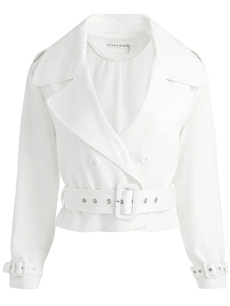  Alice + Olivia Keith Cropped Trench Jacket - White 