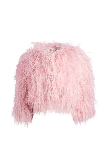  Alice + Olivia Kidman Feather Jacket - Pink 