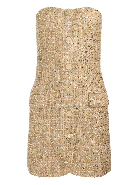  Alice + Olivia Madison Strapless Button-down Mini Dress - Neutrals 