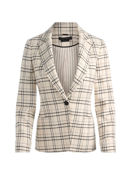  Alice + Olivia Peak-collar Plaid Blazer - Neutrals 