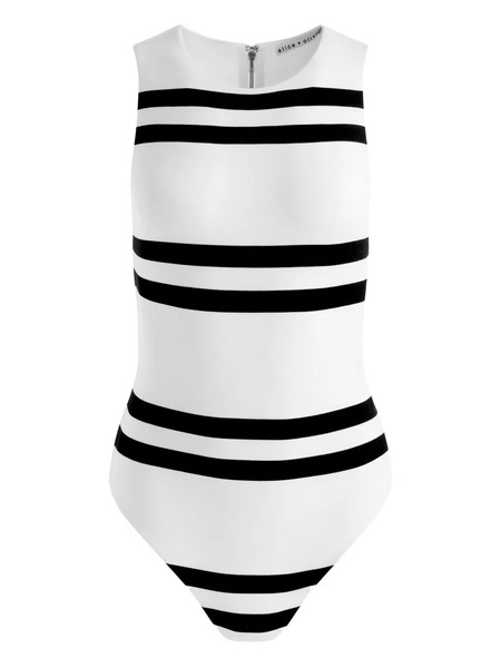  Alice + Olivia Rothy Striped-pattern Sleeveless Bodysuit - White 