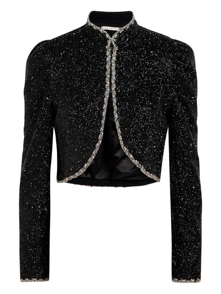  Alice + Olivia Sequin-embellished Cropped Jacket - Black 