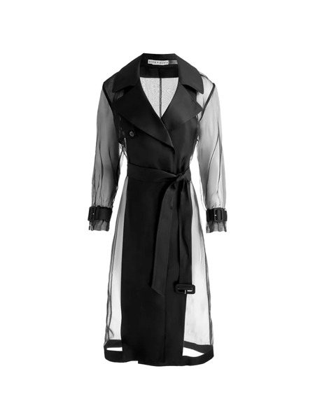  Alice + Olivia Silvia Sheer Trench Coat - Black 