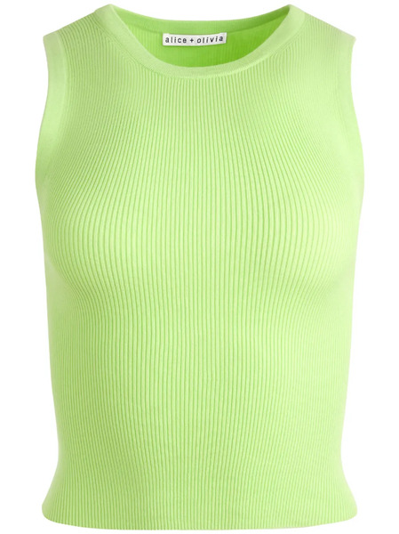  Alice + Olivia Tonita Ribbed Tank Top - Green 