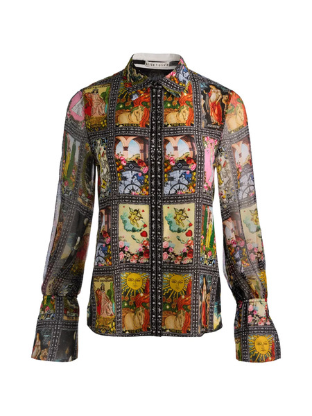  Alice + Olivia Wan Slit-cuff Button Shirt - Black 