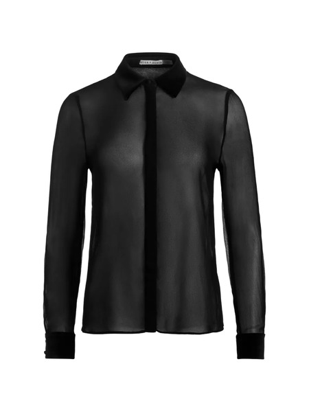  Alice + Olivia Willa Collared Long-sleeved Shirt - Black 