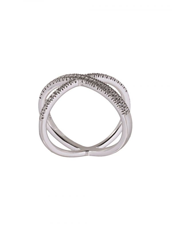  Alinka 'katia' Super Fine Double Cross Over Ring - Metallic 