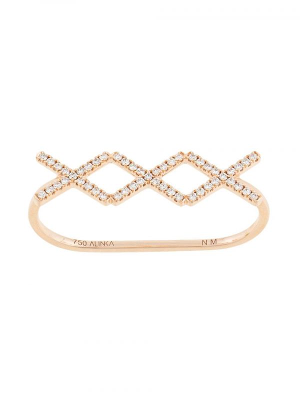  Alinka 18kt Rose Gold Katia Trio Diamond Two-finger Ring 