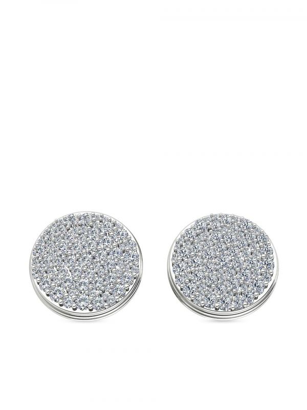  Alinka 18kt White Gold Black Caviar White Diamond Studs - Silver 