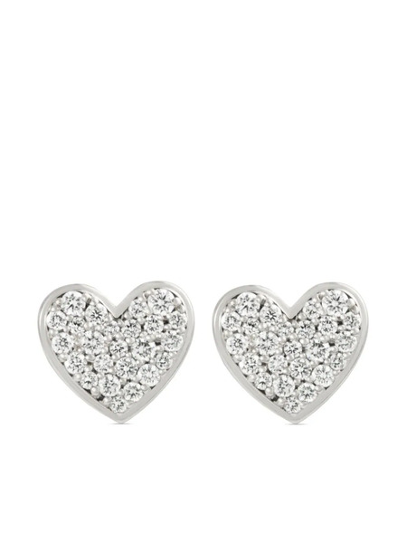  Alinka 18kt White Gold Caviar Heart Diamond Stud Earrings - Silver 