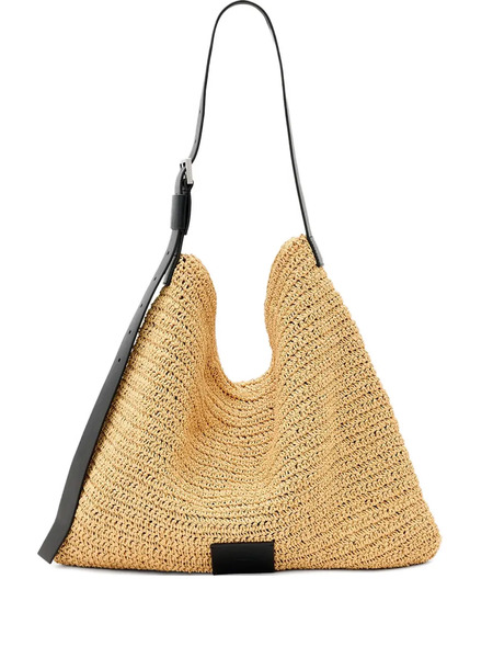  Allsaints Asha Woven Leather-trimmed Tote Bag - Neutrals 