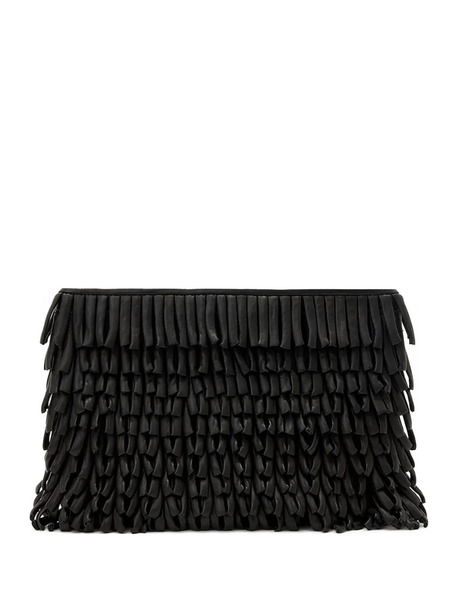  Allsaints Bettina Leather Fringe Clutch - Black 
