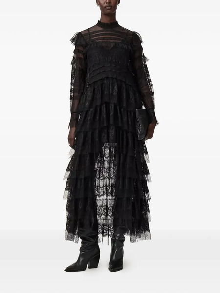  Allsaints Cavarly Tiered Lace Maxi Dress - Black 