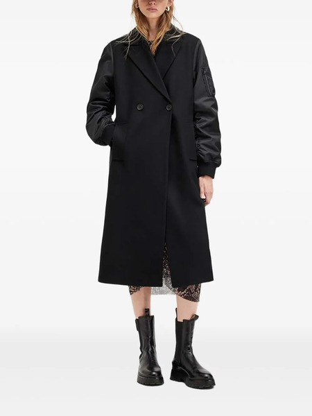  Allsaints Double-breasted Bomber-sleeve Coat - Black 