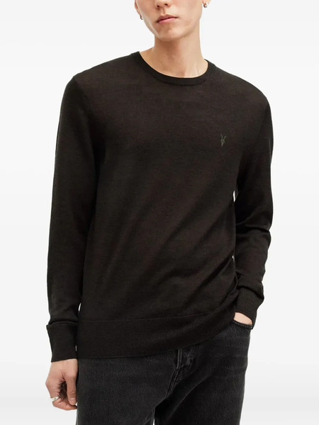  Allsaints Embroidered-logo Crew-neck Sweater - Brown 
