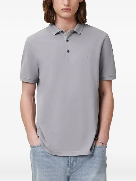  Allsaints Embroidered-logo Polo Shirt - Grey 