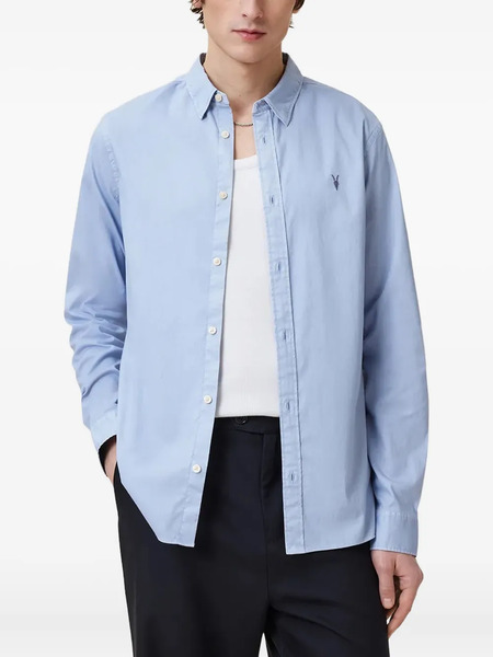  Allsaints Hawthorne Embroidered-logo Shirt - Blue 