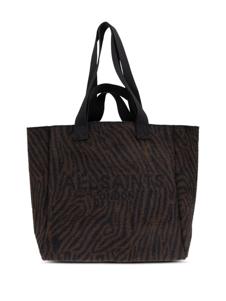  Allsaints Izzy Zebra-print Tote Bag - Brown 
