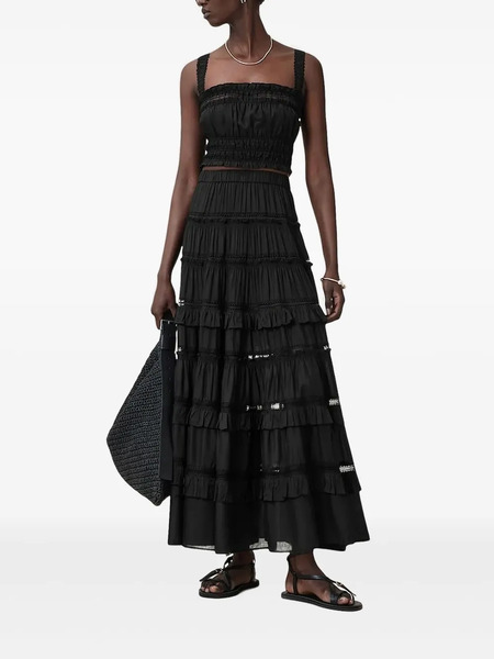  Allsaints Lace-trimmed Smocked Top - Black 