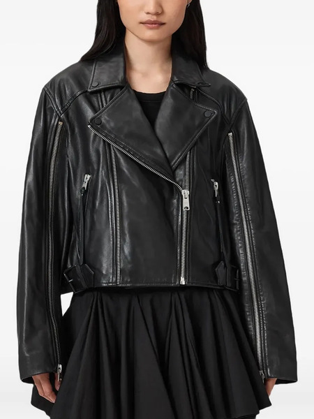  Allsaints Masone Leather Biker Jacket - Black 