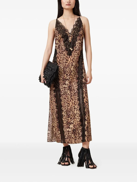  Allsaints Melia Leopard-print Maxi Dress - Brown 