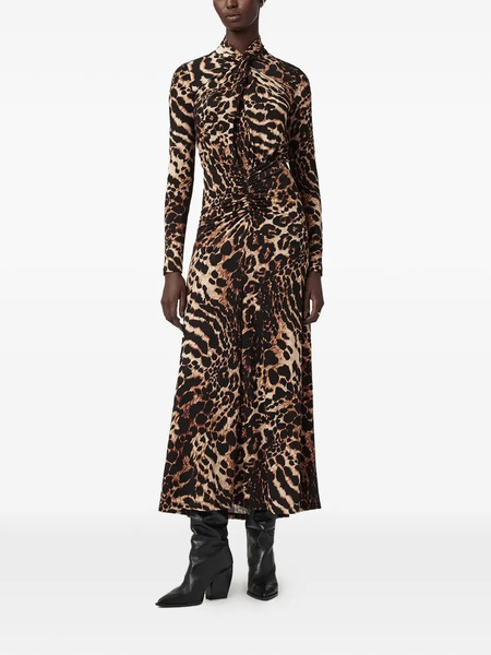  Allsaints Mina A-line Leopard Midi Dress - Brown 