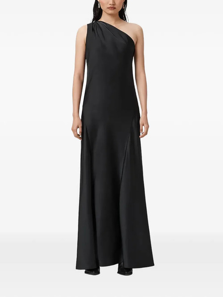  Allsaints Monica Draped One-shoulder Maxi Dress - Black 