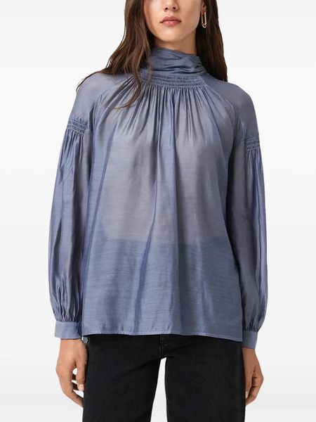  Allsaints Pearla High-neck Blouse - Blue 